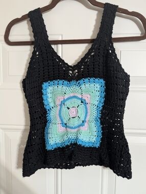 Granny Square Crochet Tank Top Size S